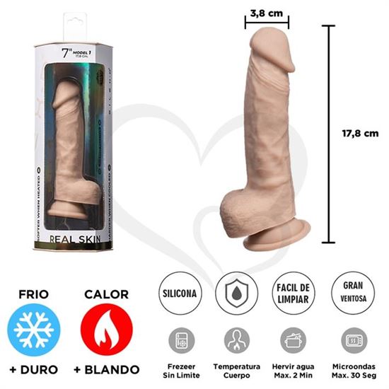 Real Skin Model 1 - Dildo con funcion Termoreactiva de Silicona Líquida de 18 cm